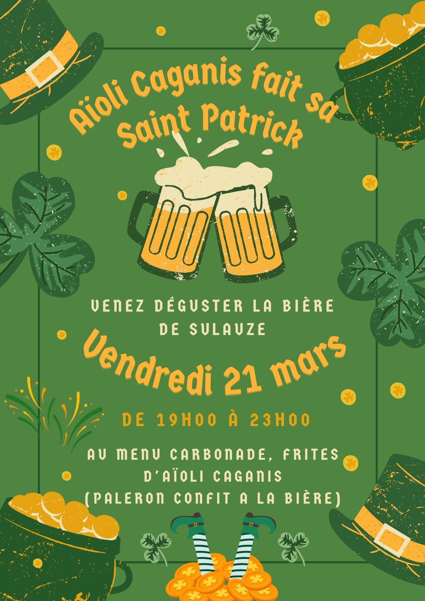 Flyer événement saint-Patrick illustratif vert et jaune (3)